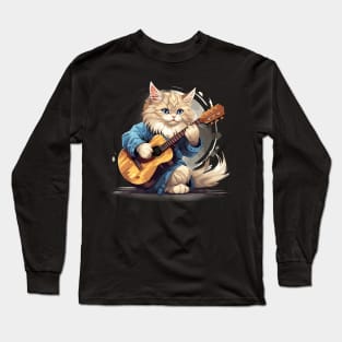 Ragdoll Cat Playing Guitar Long Sleeve T-Shirt